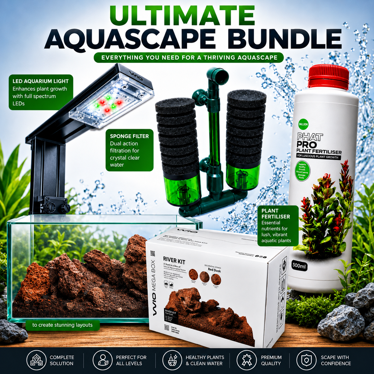 Ultimate Red Dusk Starter Kit – Complete Light, Hardscape & Filtration Bundle